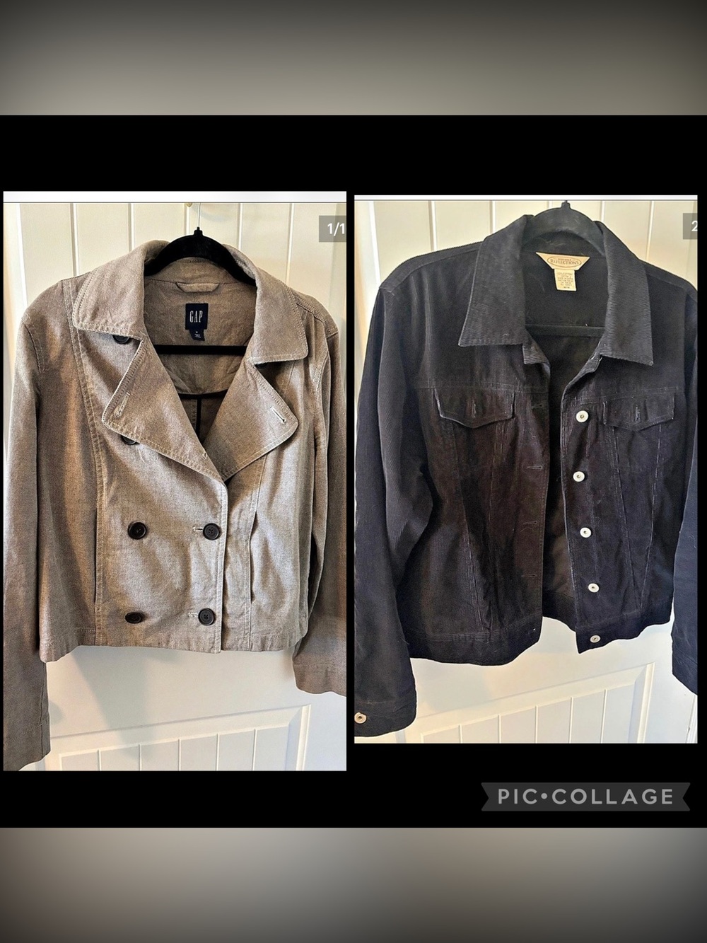 Two Jackets! Gap cropped blazer and Northern Refections Black Corduroy Jacket